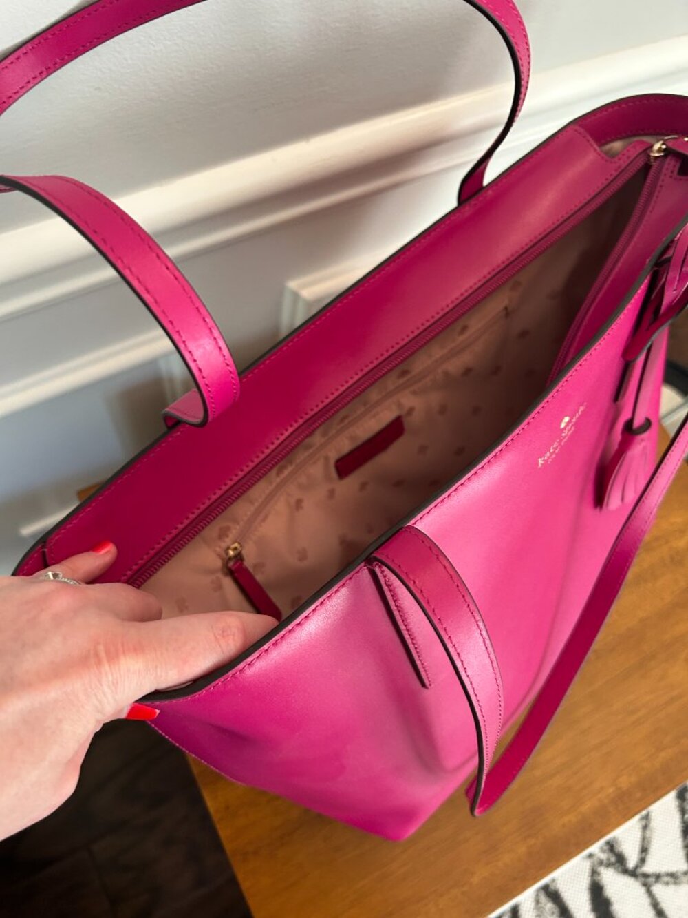 Kate Spade Emilia Large Tote NEVER USED deep magenta gold hardware topzip tassel - Picture 10 of 14